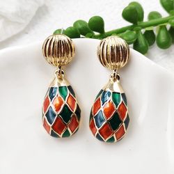 Vintage Green& Red Colorful Earring