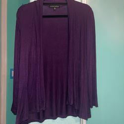 Purple Soft And Light Open Front Cardigan 
