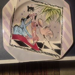 Rike Moss Signed Ceramic Pottery Centerpiece 1980s Signed