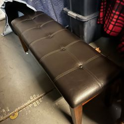 Long Brown Padded Bench, Very Good Condition
