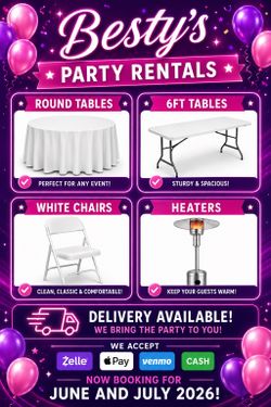 Tables, chairs and heaters