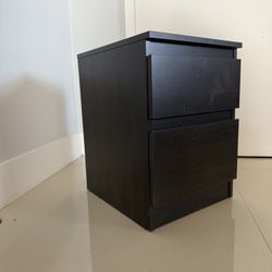 IKEA Two-Drawer Nightstand — Dark Wood Finish 