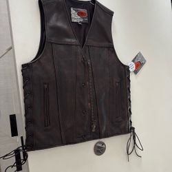 Brown Leather Vest 
