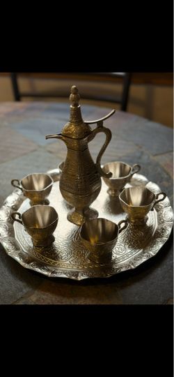 Brass Arabic tea set with Tray