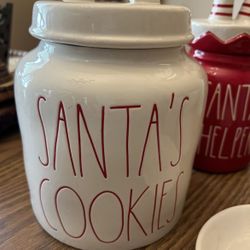 Rae Dunn - Santa's Cookies cookie jar - white / red
