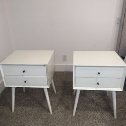 Small, white bedside TABLES- Set Of 2