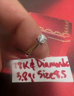 18K Solid White Gold Wedding Diamond 💎 Ring 3.8Gr Size 8.5