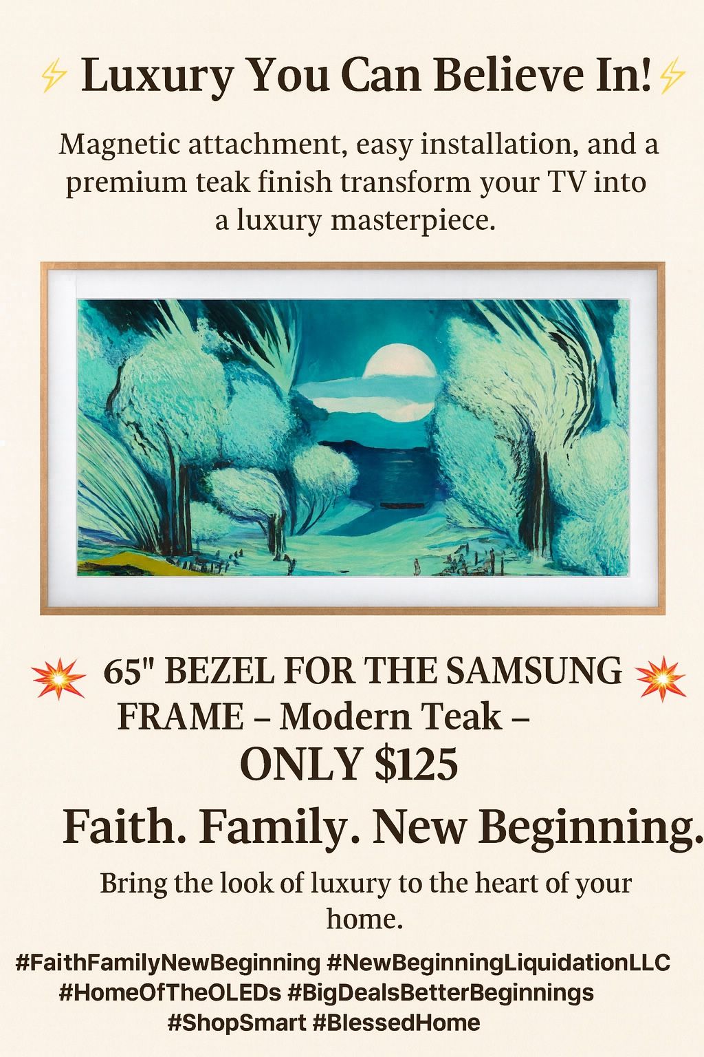 65” Frame Bezel In Teak Finish