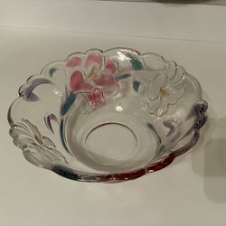 Clear Flower Serving Bowl