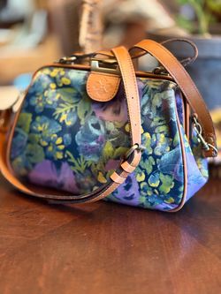 Patricia Nash Leather Frame Crossbody Bag Painterly Floral