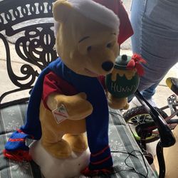 1997 Disney 23" Winnie Pooh Santa Bear Moving Christmas Animated Telco Vintage