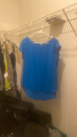 Blue Short Sleeve Blouse Top