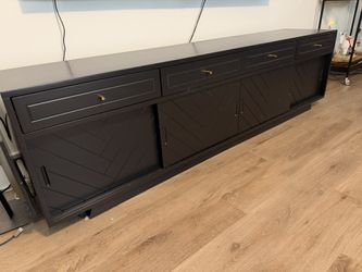 Black TV Cabinet w/Gold Hardware