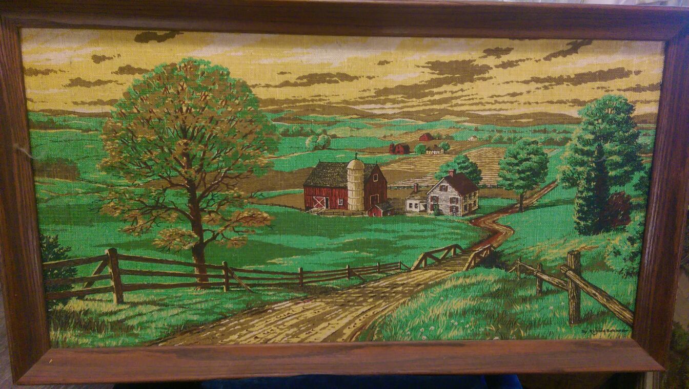 Country Side Linen Print, Richard Batchelder, Framed