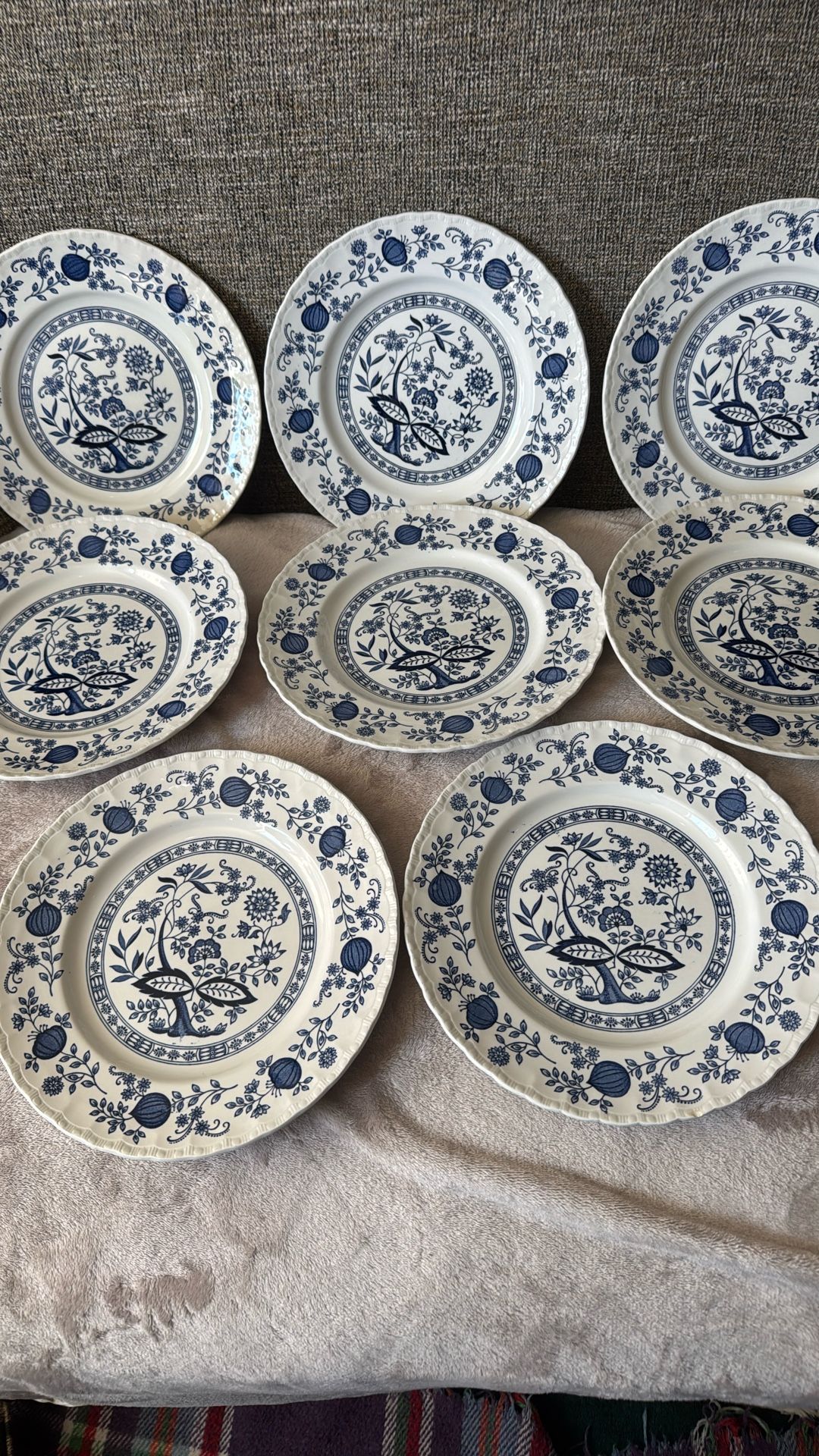 Vintage Blue Heritage Dinner Plates In Blue Onion Pattern