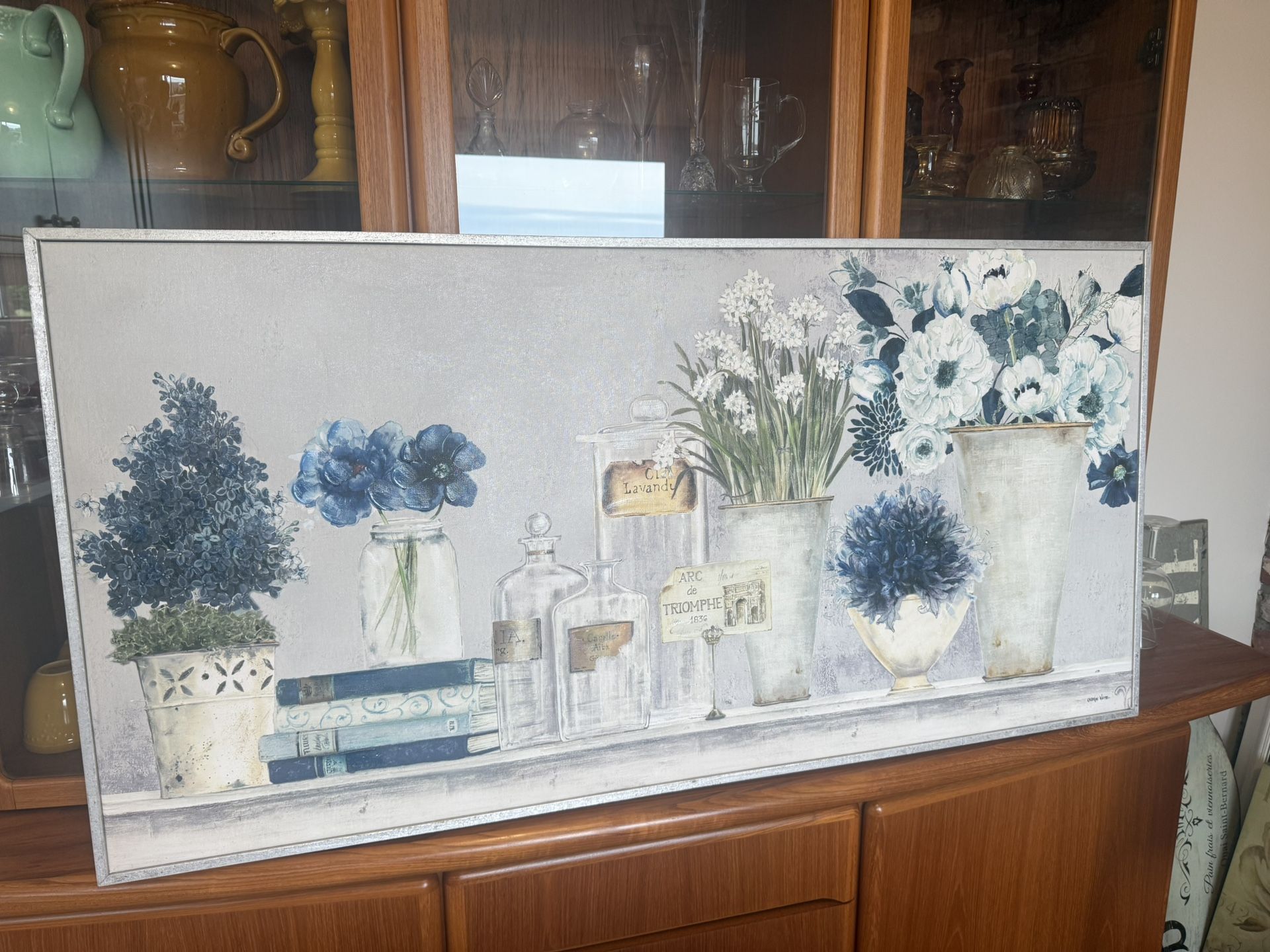 Blue Floral Canvas Wall Art – French Country Style