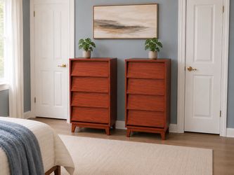 Set of 2, Mid-Century Modern 4-Drawer Chest Dresser Set of 2