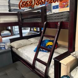 Twin Over Full Bunk Bed With Mattresses Colchones Incluidos 