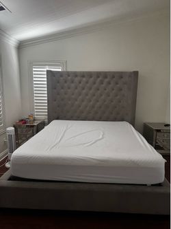 Grey bed frame California king