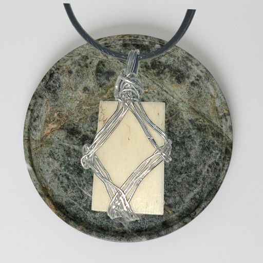 Marble Pendant with Black Cord Necklace