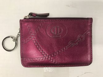 Coach Metallic Red Leather Skinny Wallet