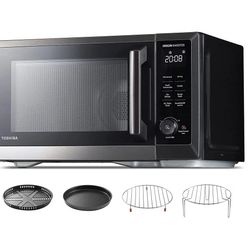 TOSHIBA 7-in-1 Countertop Microwave Oven Air Fryer Combo, Inverter, Convection, Broil, Speedy Combi, Even Defrost, Humidity Sensor, Mute Function, 27 