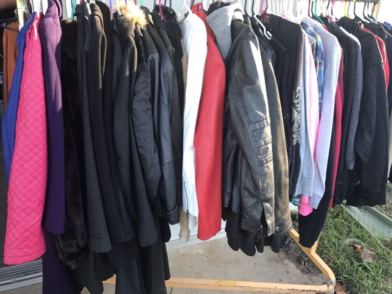 Leather jackets winter jackets hoodies shirts pants shorts all types of clothing great prices you will not be disappointed clothing store going out o