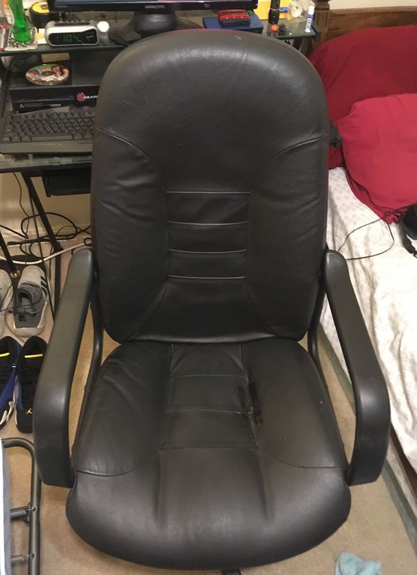 Leather Computer Chair ripped seat (taped) for Sale in Cleveland, OH ...