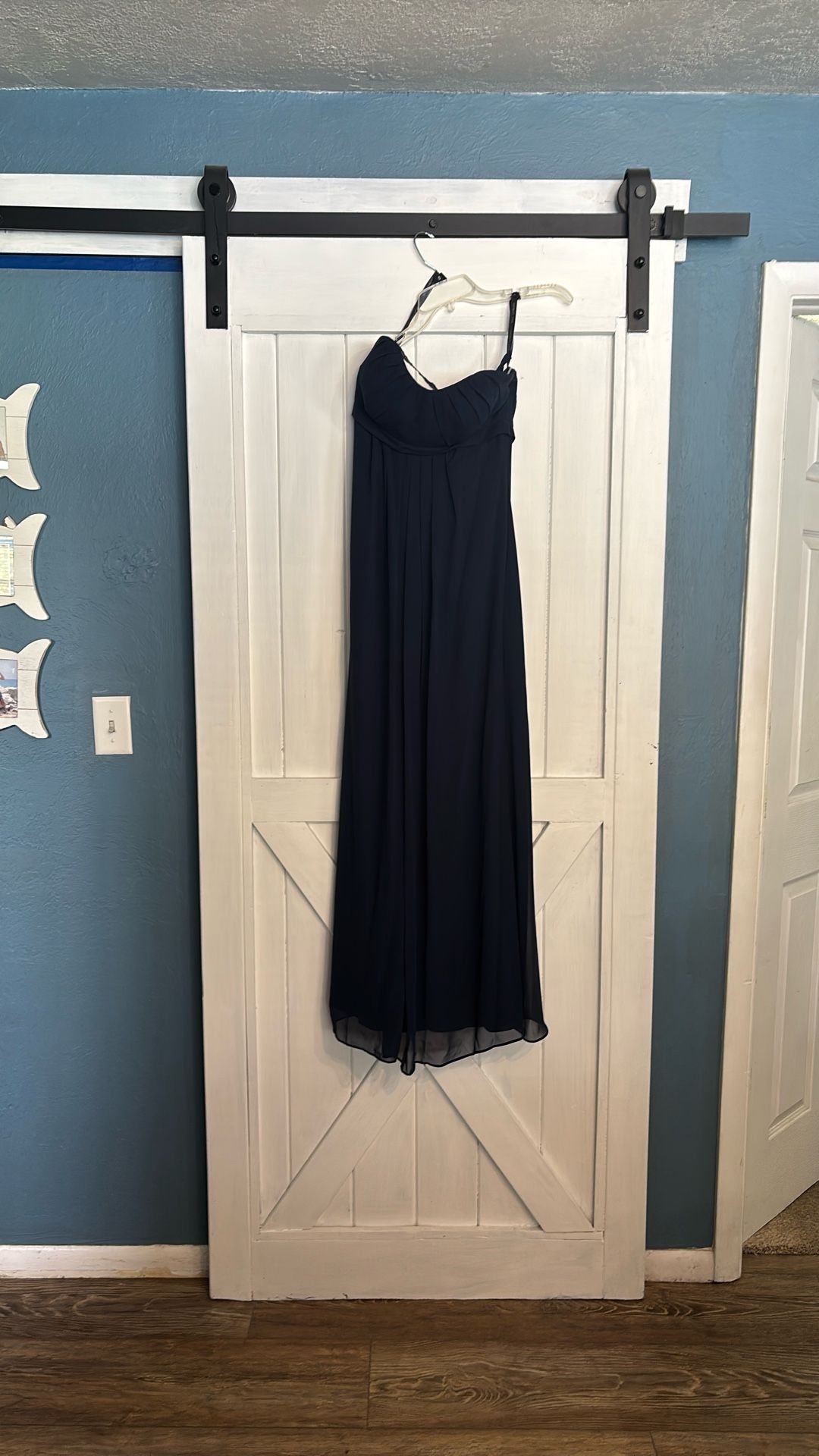 Strapless prom/bridesmaid/mother of the bride dress navy blue size 8 condition