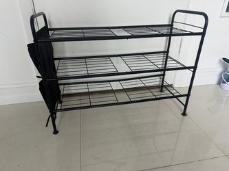 Black Metal 3-Tier Shoe Rack