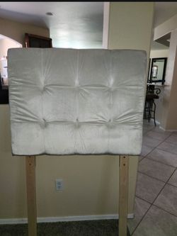 Twin white velvet headboard