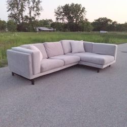 Gray Velvet Sectional Couch - Free Delivery Today 