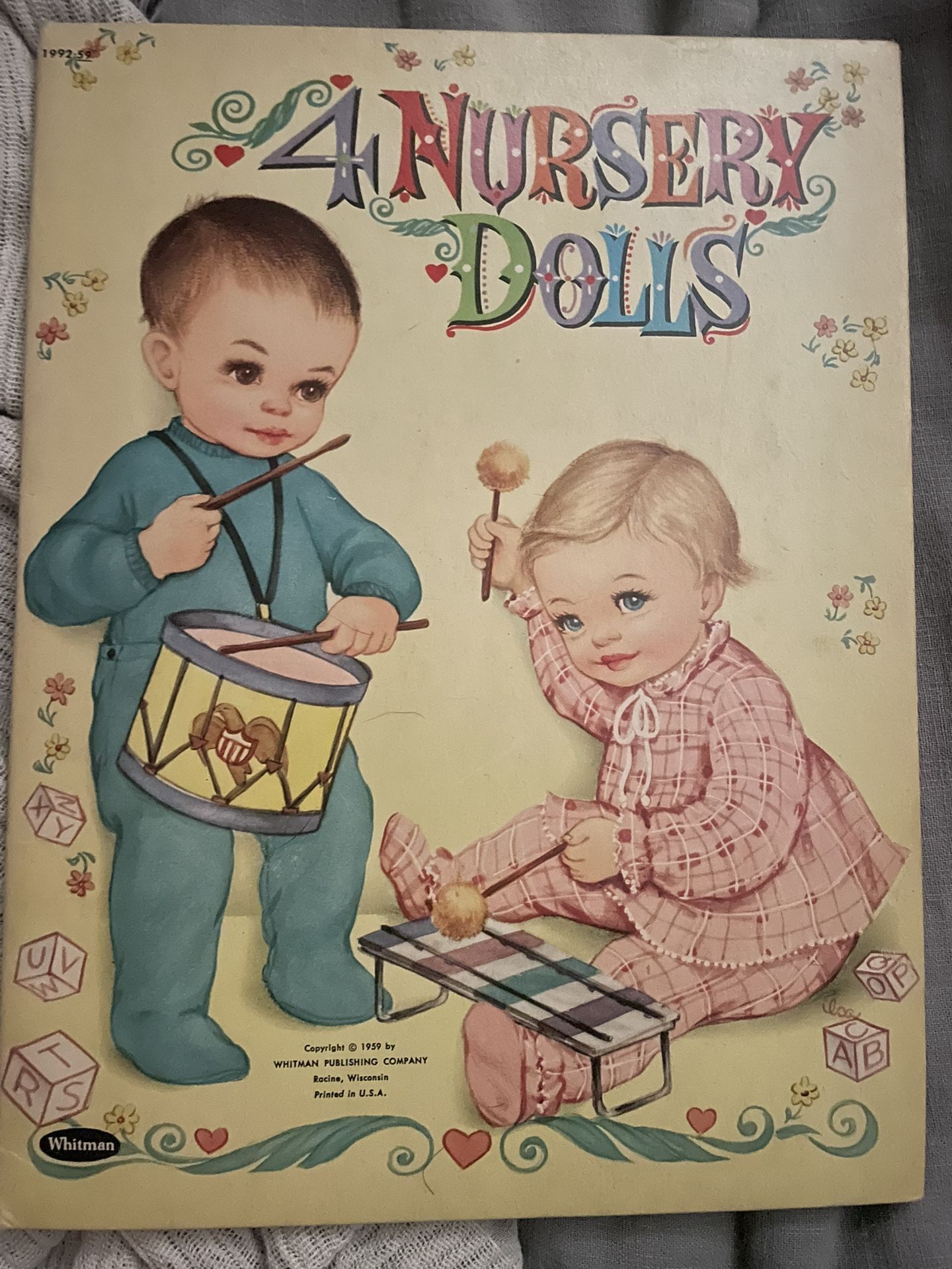 Vtg. 1959 Nursery Dolls W/paper Clothes 
