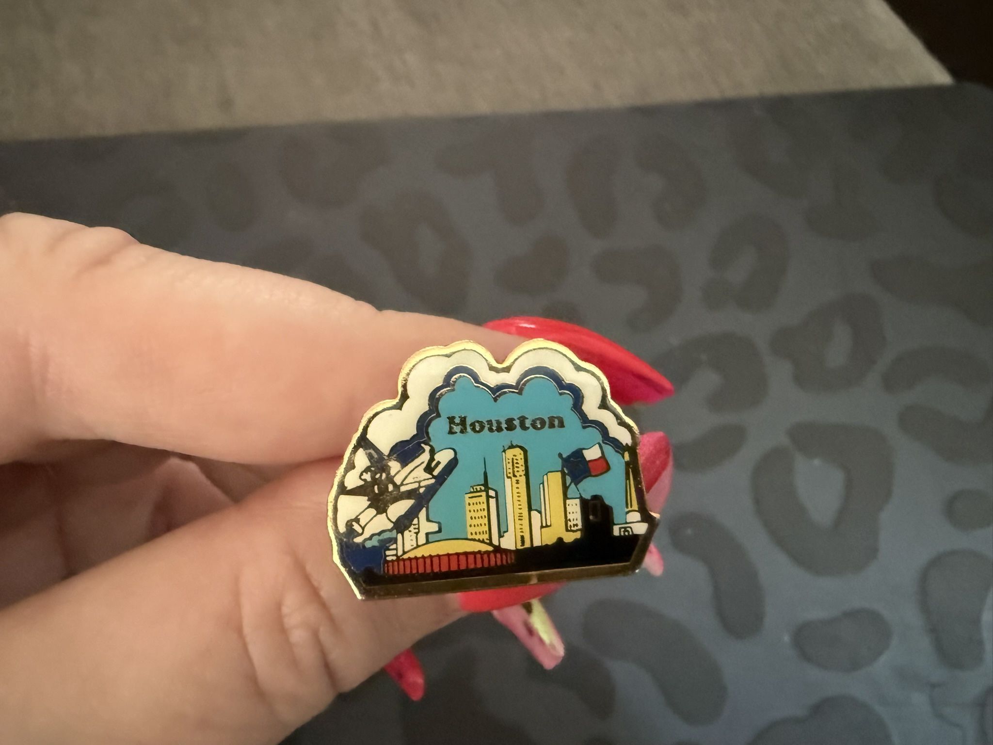 Vintage Rare Houston Texas TX Pin Enamel Hat Lapel Tie Tack Brooch