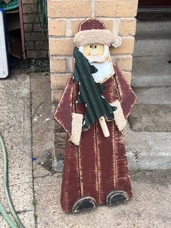 36" Rustic Wooden Santa Claus – Free-Standing Holiday Porch Decor