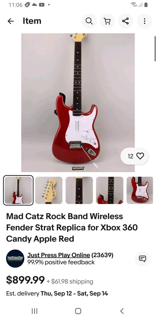 Rare Rockband Fender Stratocaster 9846 Guitar for Xbox 360
