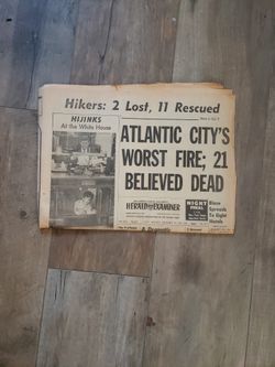 1963 Orginal Herald Examiner News Paper Atlantic City's Worst Fire