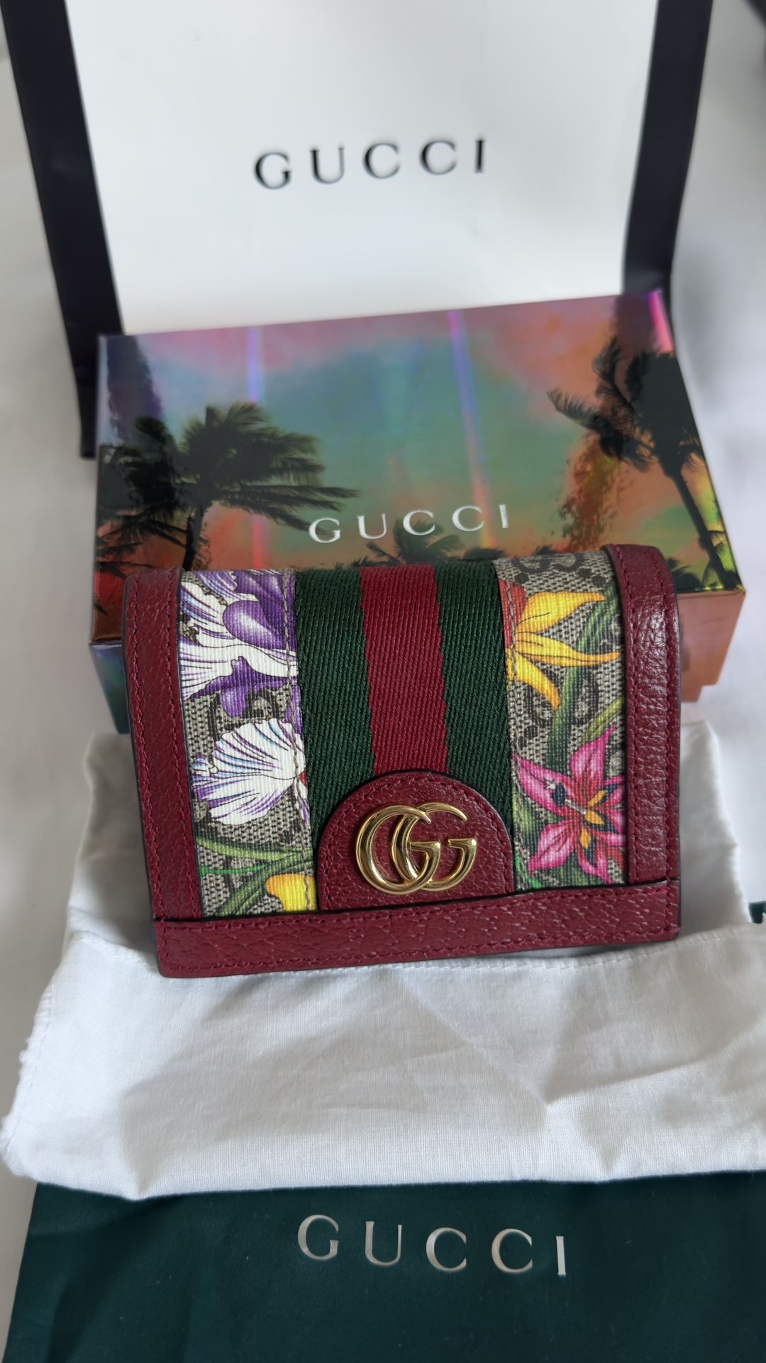 Gucci Ophidia Red Floral GG Bi Fold wallet