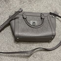 Michael Kors Small Tina Top Zip Messenger In Saffiano Leather Sachel Pearl Grey