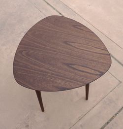 Guitar Pick Accent Table Walnut Finish mid Century modern Style