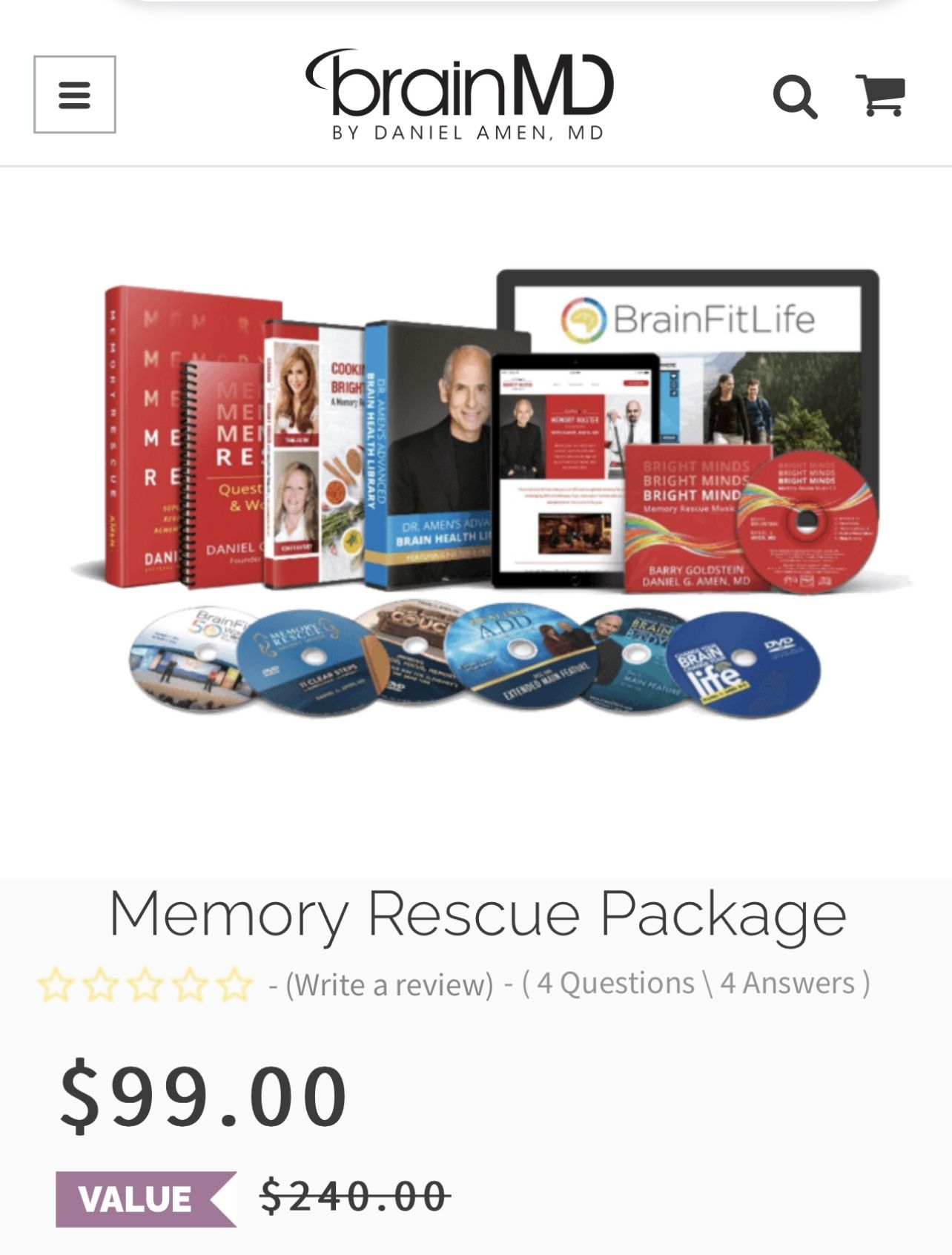 Dr. Daniel Amen Memory Rescue Master Package