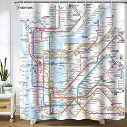 NYC Subway Map Shower Curtain For Bathroom Waterproof Polyester Fabric