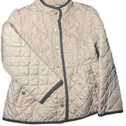 Janie And Jack Beige Quilted Girls Coat Size 5-6