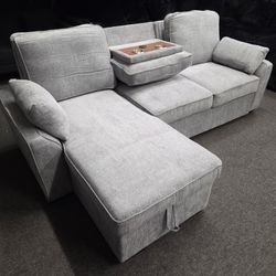 Brand New Sectional PULL Out Bed With Storage & Foldable Trade Cup Holder & USB Outlet $649