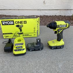 Ryobi 18v Impact Driver 1/4” With Battery And Charger 