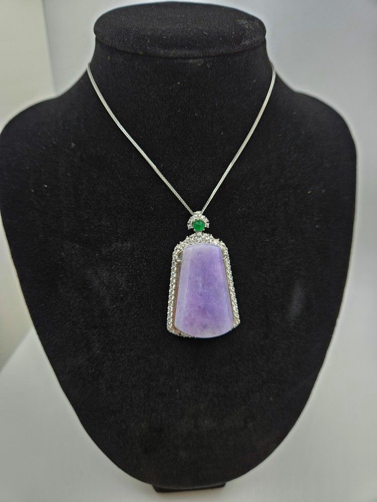Natural Burmese Jadeite Pendant- #Lavender