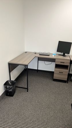 L-Shaped Office Desk with power outlets