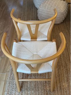Poly and Bark Wishbone Chairs set of 2