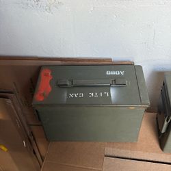 2 Ammo Vintage Army Water Tight Containers 