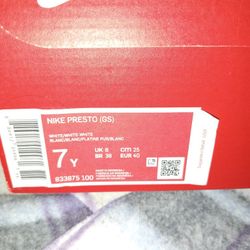 Nike Presto Sneakers Size 7 Kids